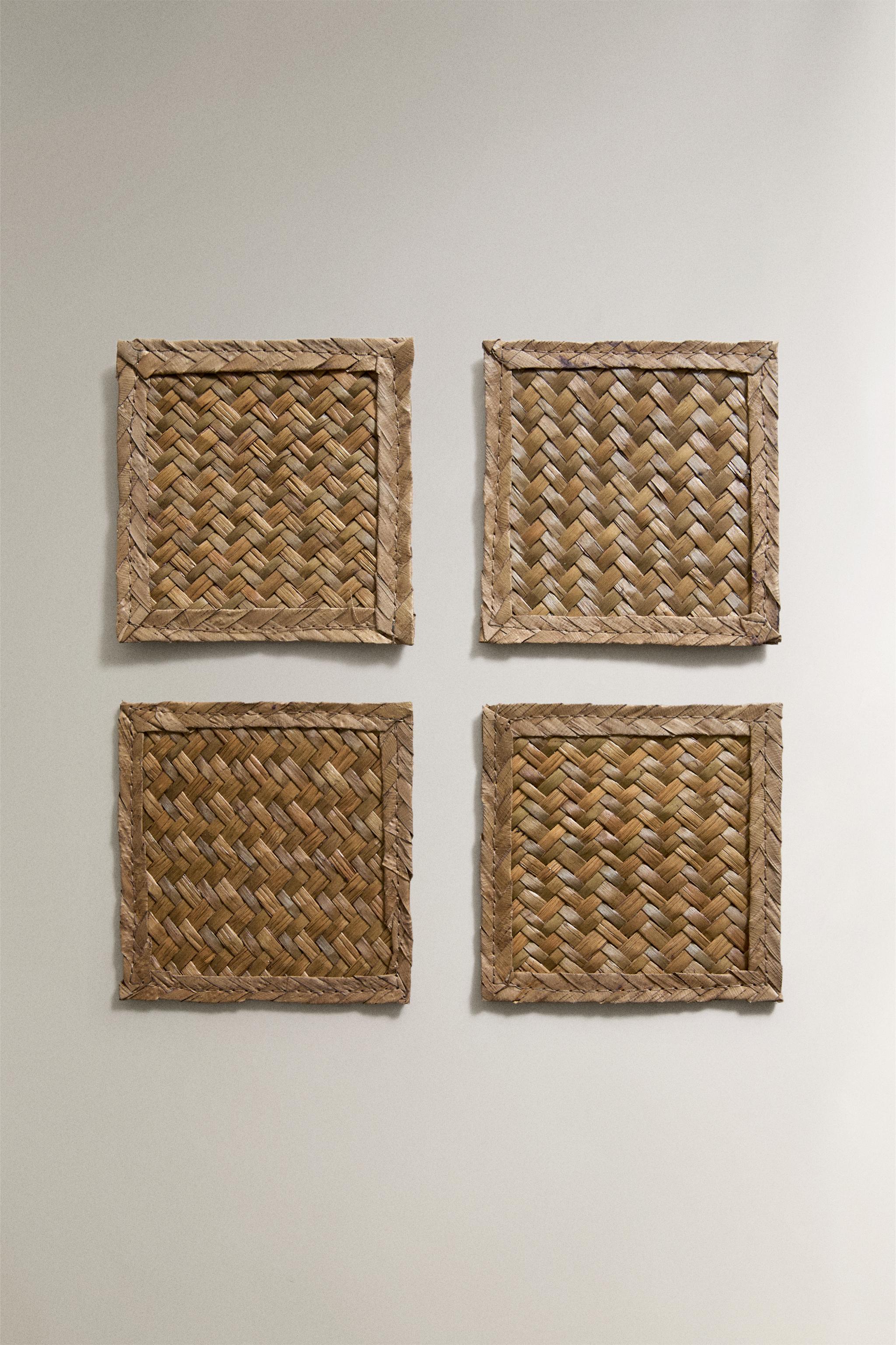 LOT DE 4 DESSOUS DE VERRE EN JONC DE MER